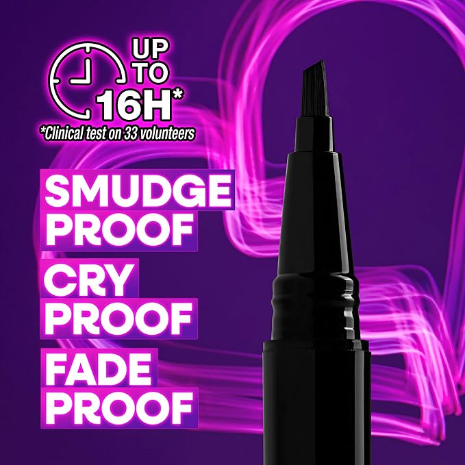 wet n wild Breakup Proof Wing Out Waterproof Liquid Eyeliner, 16-Hour Wear, Smudge-Proof & Cry-Proof, Flat Angled Brush for Precise & Bold Wings - Ultra Black