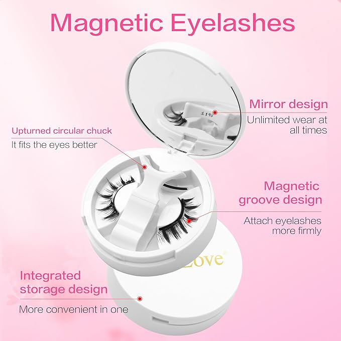 Reusable Magnetic Lashes Natural Look Magnetic Eyelashes without Eyeliner No Glue Needed False Eyelashes Magnetic Lashes Kit with Applicator