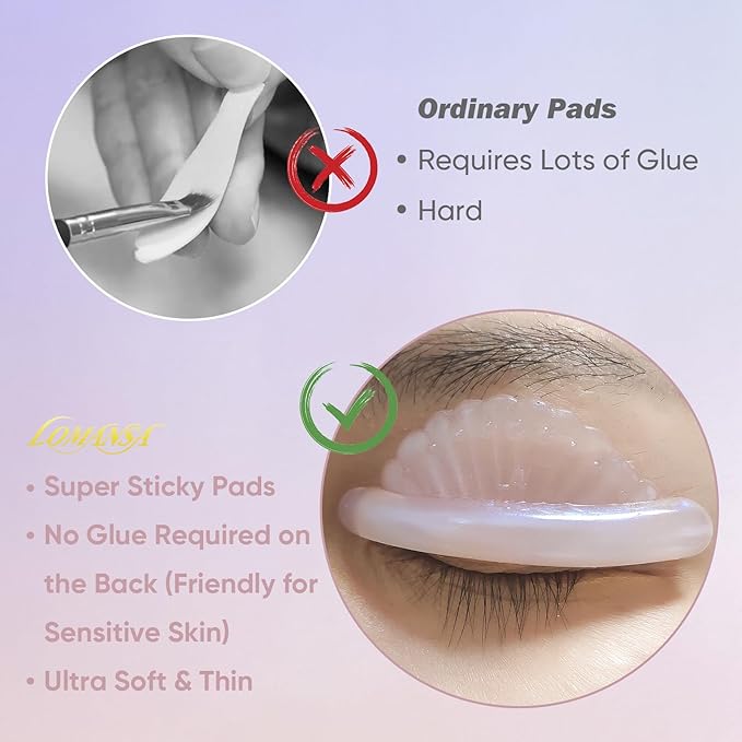 Lash Lift Pads Silicone Eyelash Lift Pads Super Sticky Soft Perfect with Lash Lift Balm Glue Reusable Lash Lifting Pads (Pink)