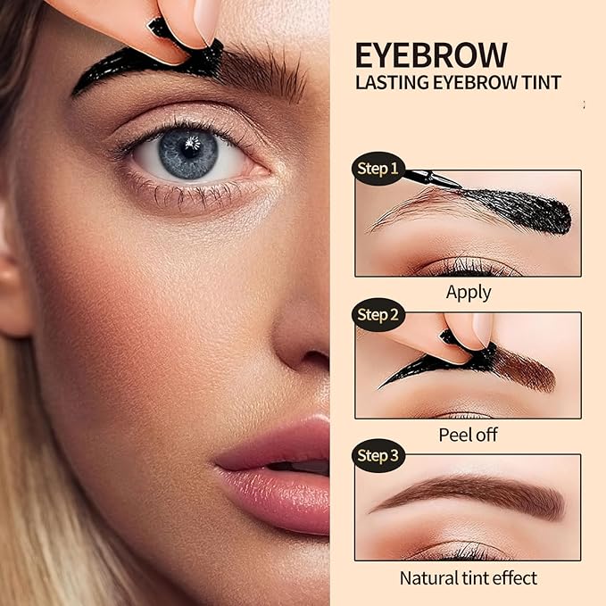 Qiciy Tattoo Eyebrow Gel Easy Peel Off, Peel Off Eyebrow Tint, Easy Peel off Eyebrow Gel, Peel Off Eyebrow Tint, Waterproof & Sweatproof for All Skin Types (#2 Yellowish Brown)
