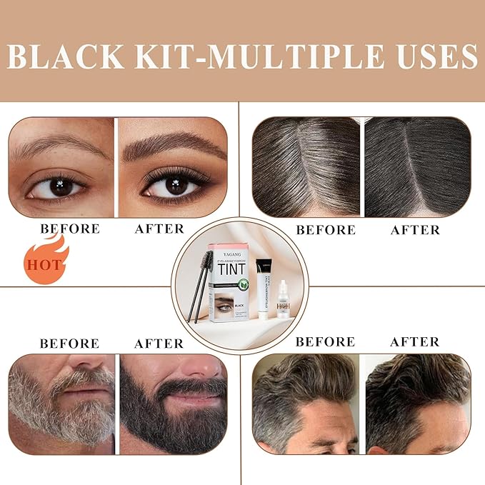 Lash Color Kit, Natural Black Eyelash & Eyebrow Color Kit, Lasting for 6 Weeks, Waterproof & Safe Color for Salon Home Easy Use, Gift for Women Girl Mom Wife