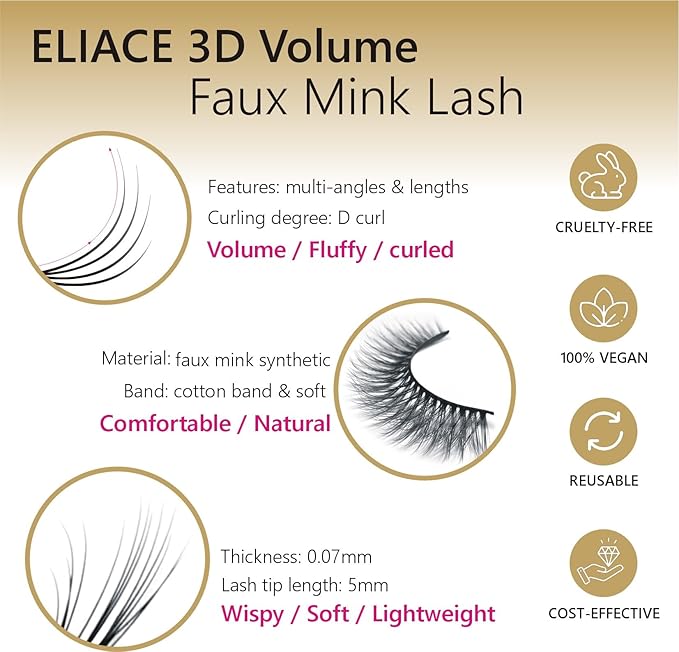 Eliace False Eyelashes Natural look Cat Eye Lashes Wispy Strips,3D Mink Lashes Fake Eyelashes Volume Fluffy Thin Soft Band Comfortable Long Thick Dramatic Cross Eyelash Reusable,15 Pairs, Lexie Style