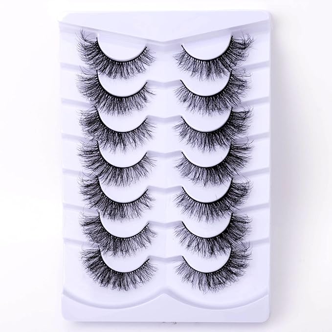 Natural False Eyelashes Fluffy Wispy 3D Faux Mink Lashes Pack Fake Lashes Strip - 7 Pairs, Z06