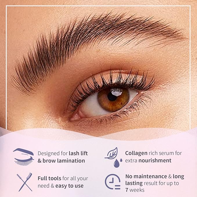 Libeauty Eyelash Lift Kit and Brow Lamination Kit 2 in 1, Lash Perm Lotion Sachet Disposable Quick Curling Perming Use at Home or Salon Lash Lifting System - Updated Version