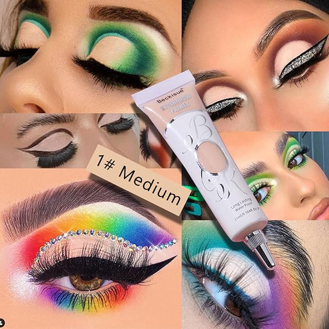 MAEPEOR Matte Eyeshadow Primer 6 Colors Prevent Oily Lids and Creasing Eye Primer Base Long-lasting Waterproof & Smudgeproof Eye Base Makeup for All Shadows (1 Medium)