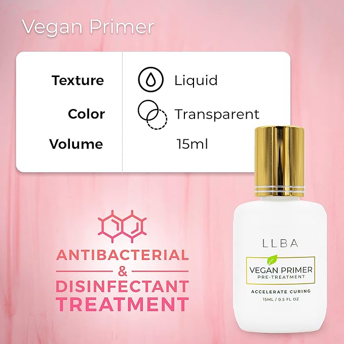 LLBA Eyelash Extension Primer 15 ML - Increase Adhesive Bonding Power | Easily Removes Proteins and Oils/Oil Free/Longer Extension Retention (Vegan Primer)