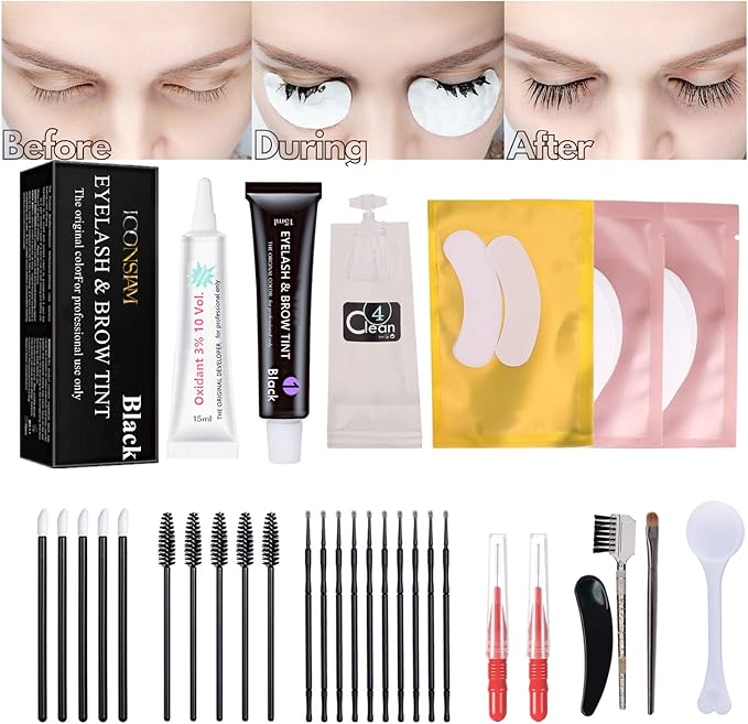 Eyelash D-y-e Kit Black at Home, Eyebrow Lash T-in-t Lasting Black Color 8 Weeks Professional Training Lash Coloring Kit Treatment Only Takes 30 Minutes(Black d-y-e kit-15ml)