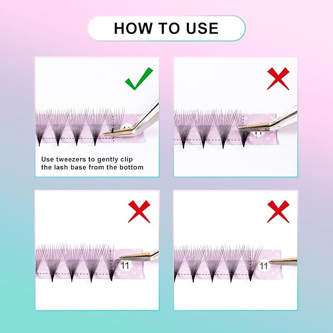 Eyelash Extensions 3D 4D 5D 6D 8D 9D 10D Thickness 0.07/0.1 C/D Curl Eyelashes Middle Stem Premade Fans Russian Volume Lash Extensions Supplies (Middle Stem 12D-0.07-C-8-15mm)