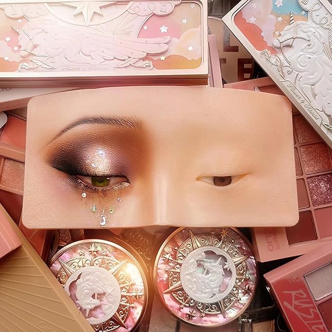 muzlee Face Eyes Makeup Practice Board 3D Realistic Face Skin Board Practice Model for Eyeshadow Eyeliner Eyebrow Lash Mapping