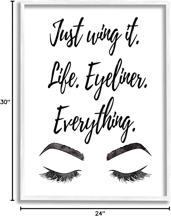 Stupell Industries Just Wing It Eyeliner Makeup Phrase Framed Giclee Art, Design by Amanda Greenwood