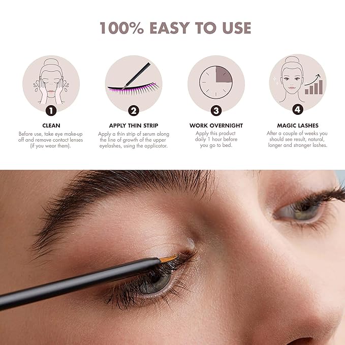 Eyelash Growth Serum - Longer, Fuller And More Voluminous Lashes - Vegan And Cruelty Free - Exclusive High-Tech Formula - Contains Moisturizing, Soothing And Active Ingredients - 0.1 Oz