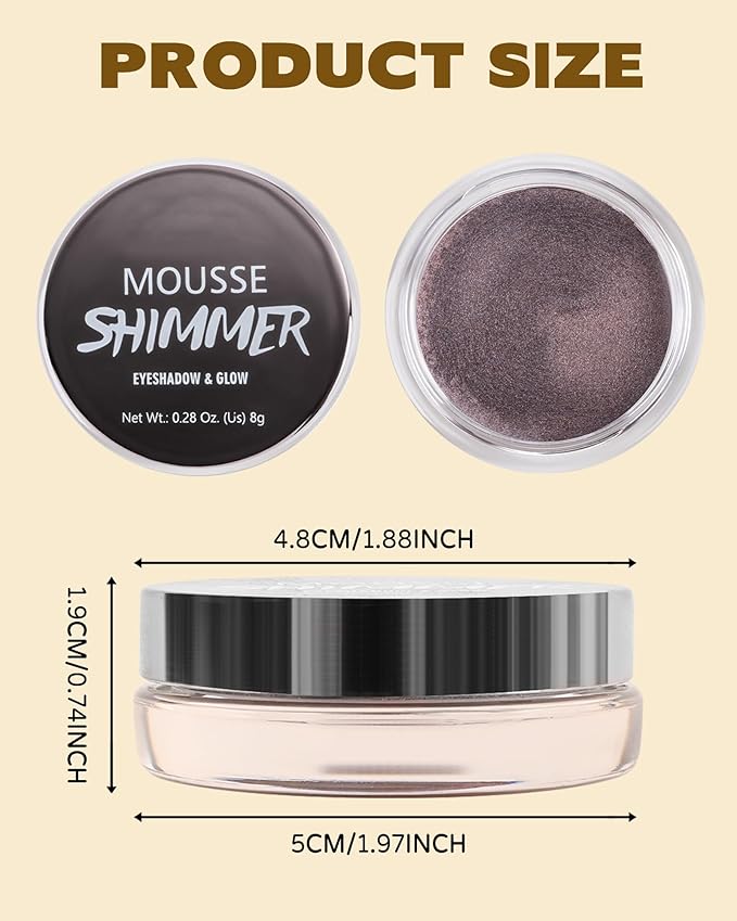 Shimmer Cream Eyeshadow, Ultra-Blendable Glitter Eye Shadow with Moisturizing Formula, Waterproof Long Lasting & Highly Pigmented, Single Creme Eyeshadow Metallic Highlighter Makeup for Women-05#Gold
