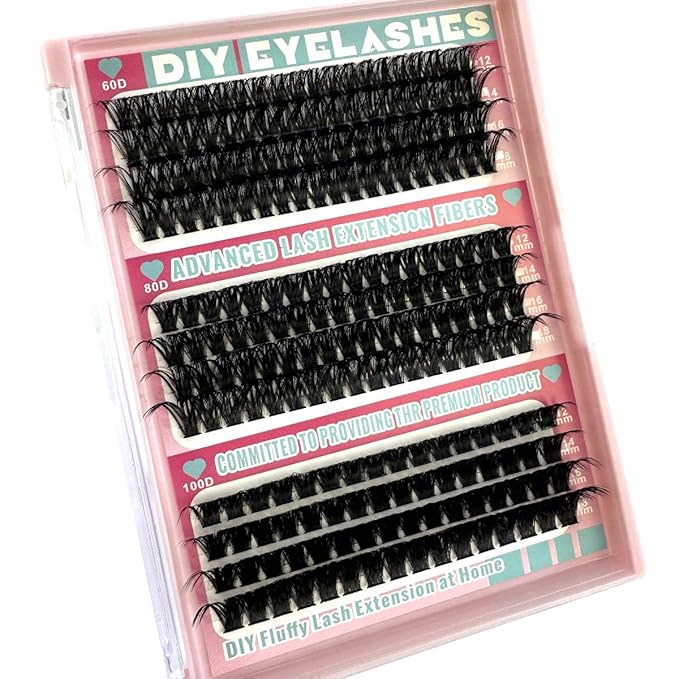 HBZGTLAD Fluffy Cluster Lashes 40D60D80D100D120D Natural Thick Eyelash Clusters D Curl Individual Lashes DIY Eyelashes Extension (216pcs 60D+80D+100D)
