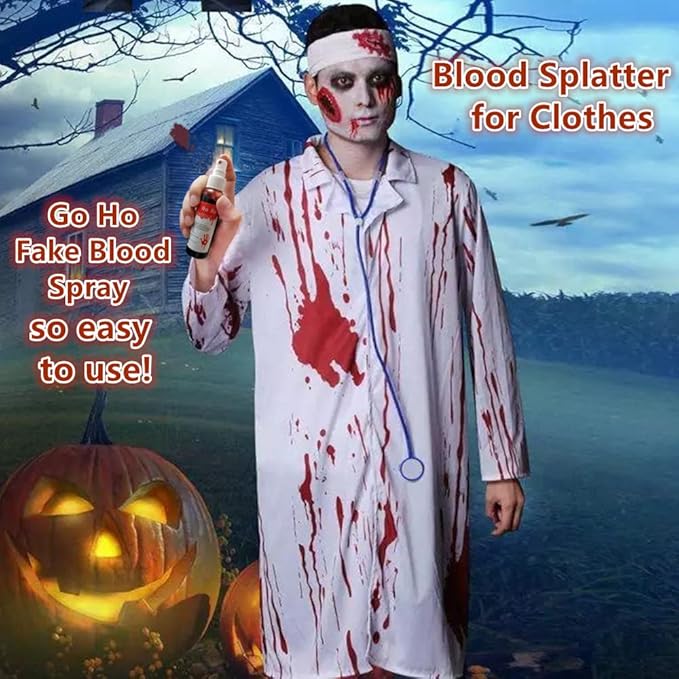 Go Ho Halloween Makeup Kit,Scar Wax+ Blood Splatter+ Sticky Edible Blood+ Coagulated Blood Gel and Sponges for SFX Cosplay Vampire Zombie Makeup