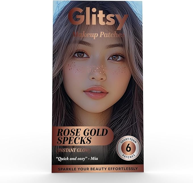 Makeup Patches, Face Makeup Glitters, Instant Glow Maquillage Patches, Waterproof Glitter Speckles for Face (Rose Gold)