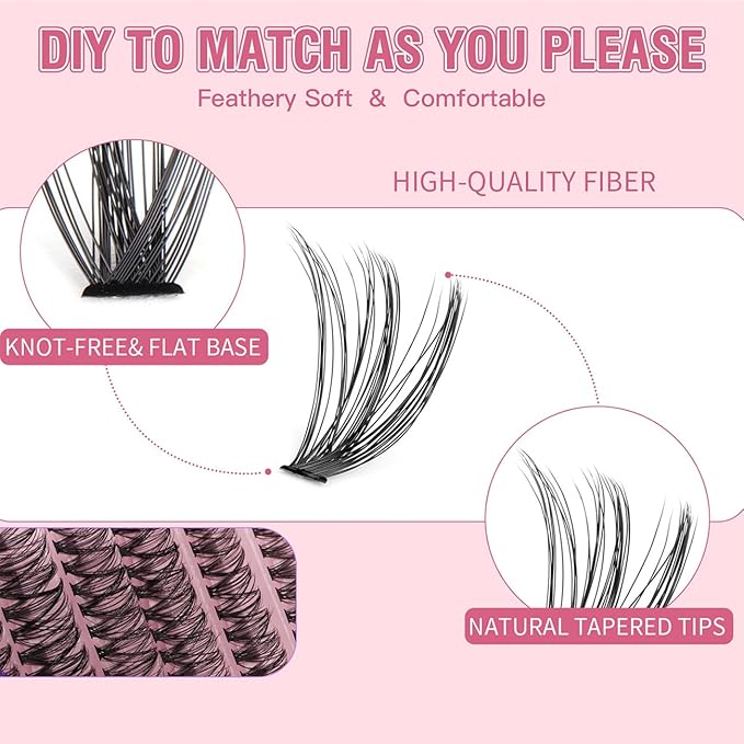 Lash Clusters 300PCS 60D 80D 100D Mixed Volume Wispy Eyelash Extensions 8-16mm D Curl Cluster Lashes Dramatic Full Fluffy False Eyelashes Clusters
