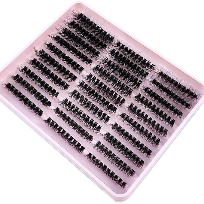 HBZGTLAD Fluffy Cluster Lashes 40D60D80D100D120D Natural Thick Eyelash Clusters D Curl Individual Lashes DIY Eyelashes Extension (300pcs 60P80P100P)
