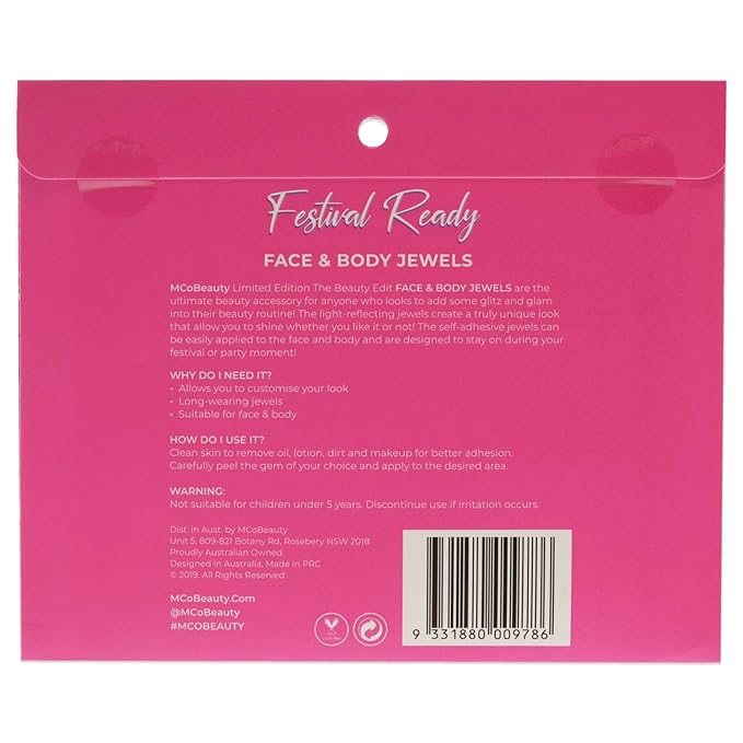 MCoBeauty Festival Ready Face And Body Jewels - Glitz And Glam - Ultimate Beauty Accessory - Light Reflecting Jewels Create A Truly Unique Look - Cruelty Free - Self Adhesive - Wings - 1 Pc