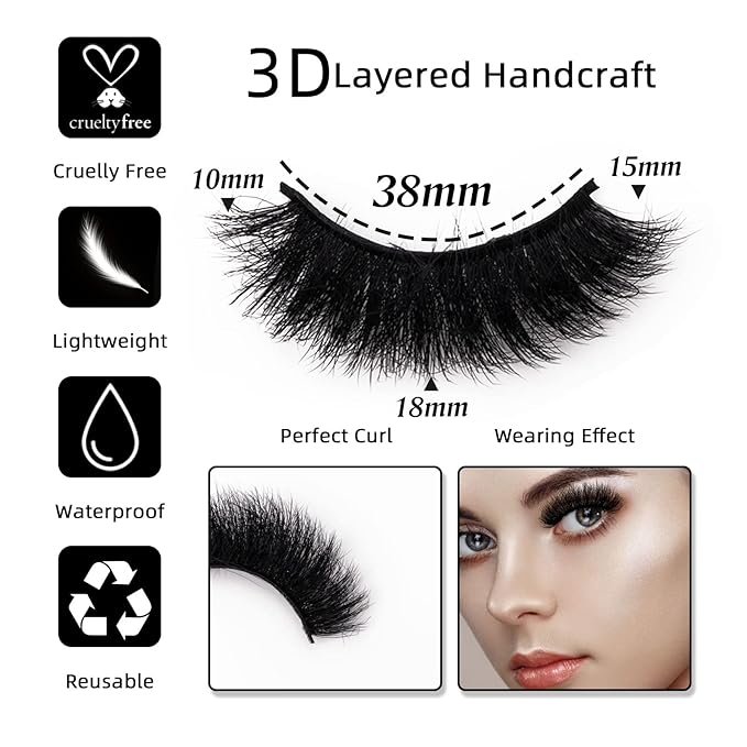 Fluffy Full False Eyelashes Wispy 3D Faux Mink Lashes Thick Fake Lashes Strip - 7 Pairs, Z13