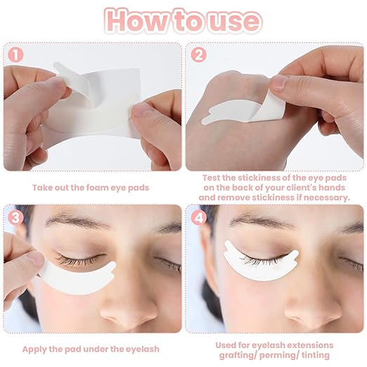 100 Pairs Eyelash Under Eye Pads for Lash Extensions Lint Free Eyelash Tech Supplies Sticky Eye Lash Lift Patches No Tape Needed Fit Most Eye Shape Must Haves Beauty Tool for Eyelash Women