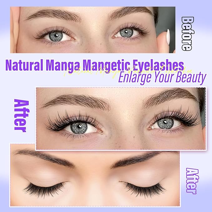 Natural Magnetic Eyelashes with Applicator Reusable Magnetic Lashes without Eyeliner Short No Glue Needed Magnet Lashes Cat Eye Magnet Eyelashes by Zegaine(1 PAIR)
