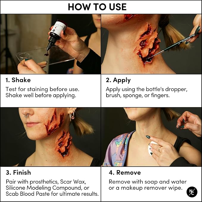 Alcohol Drying Blood, Ultra-Realistic Fake Liquid Blood, SFX Makeup for the Stage, Film, Halloween, and Cosplay - Scab 16.9 fl oz (500ml)