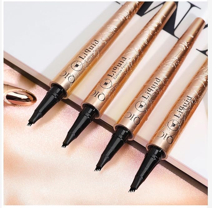 2 Pcs Microblading Eyebrow Pencil,Eyebrow Pen with an Upgrade Micro-Fork Tip Applicator, Waterproof Long-Lasting Microblading Brow Pen, Brow Pencil for Natural Looking Brows,Light & Dark Brown