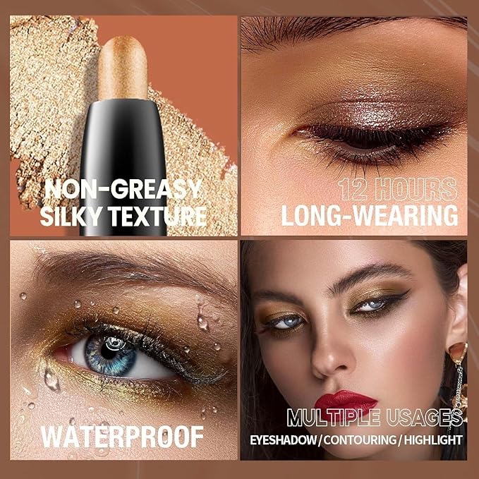 Waterproof Eyeshadow Stick Set,Staying Power Creamy Texture Eyeshadow Stick,Shimmer and Matte,long wear Metallic Shimmer Matte Cream Eye Shadow Eyeliner Brightener Pencil Crayon (Set B)