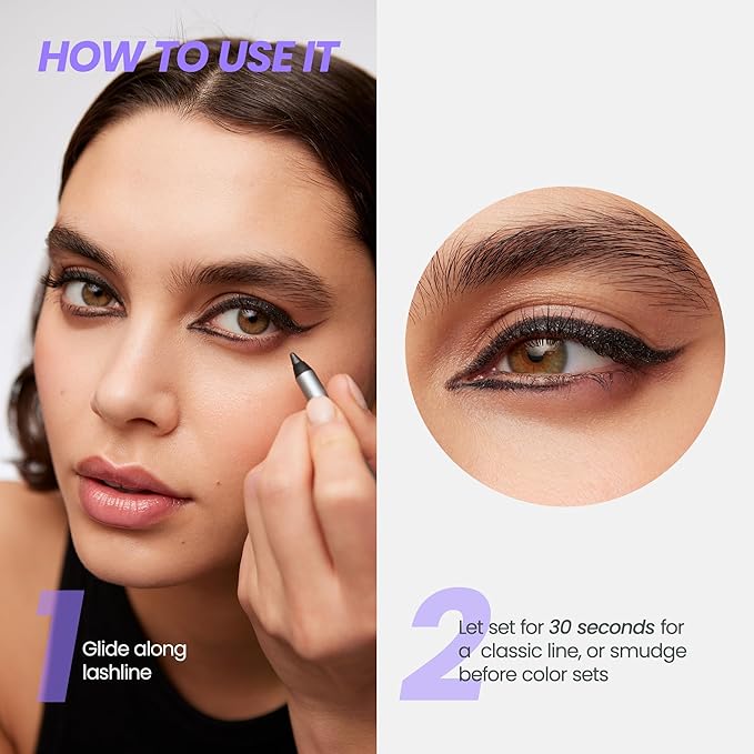 Wonderskin 1440 Longwear Black Glitter Waterproof Eyeliner Pencil - Sharpenable Eyeliner Pencil & Smudge Proof Eye Liner Pencils (Black Truffle)