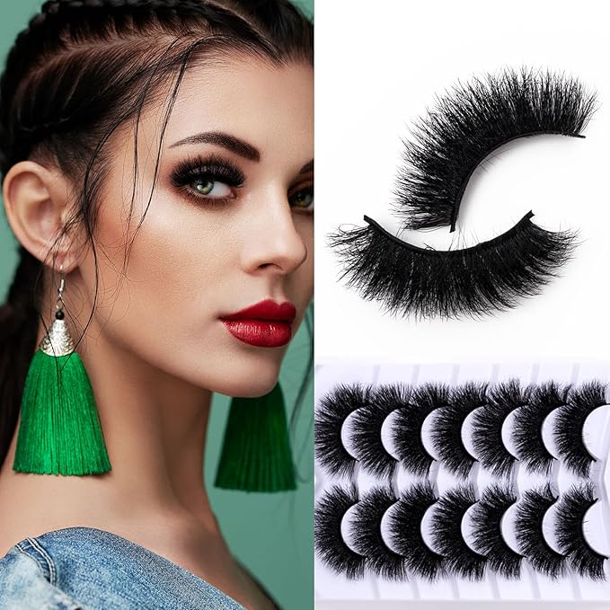 Fluffy Full False Eyelashes Wispy 3D Faux Mink Lashes Thick Fake Lashes Strip - 7 Pairs, Z13