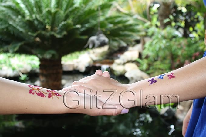 Glitter Tattoo Kit- NEW GLITZ and Lil Divas- with 6 Large Glitters & 12 Stencils - HYPOALLERGENIC and DERMATOLOGIST TESTED! - for boys & Girls. Children Tattoos by GlitZGlam Body Art