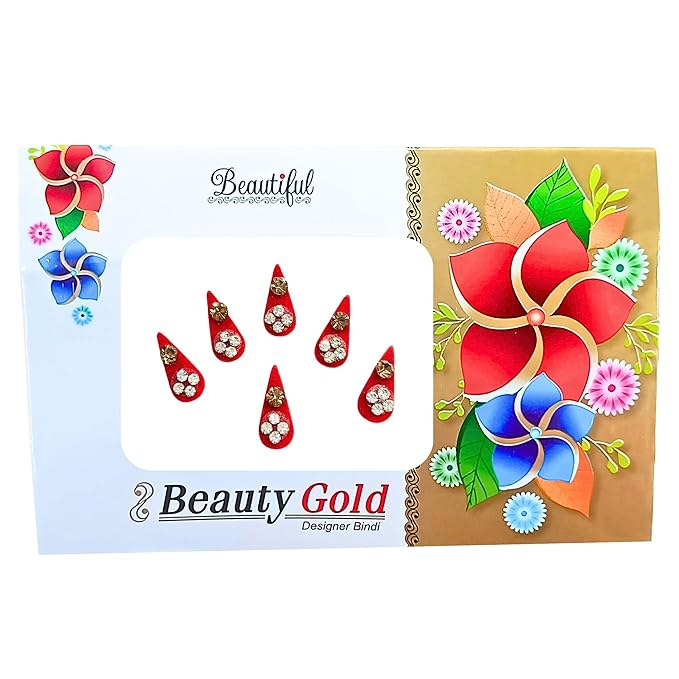 Handcrafted Small Maroon Tilak Bindis with Stones – Traditional Indian Forehead Bindis for Women, Elegant and Decorative Tilak for Special Occasions and Daily Wear (Design 2)