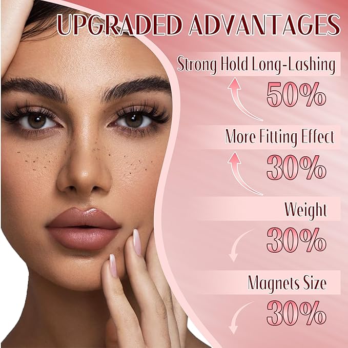 GEMERRY Magnetic Eyelashes 2 Pairs Magnetic Lashes Natural Look Magnetic Eyelashes with Applicator and Mirror No Glue&No Eyeliner Needed False Eyelashes Magnetic Lashes Kit Easy to Use