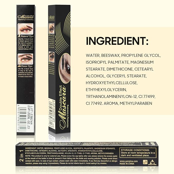 4D Silk Fiber Lash Tubing Mascara - Waterproof & Long-Lasting, Black 2-1 Defining and Lengthening Mascara for Dramatic Lashes, Smudge-Proof, Hypoallergenic (0.28 fl. oz)