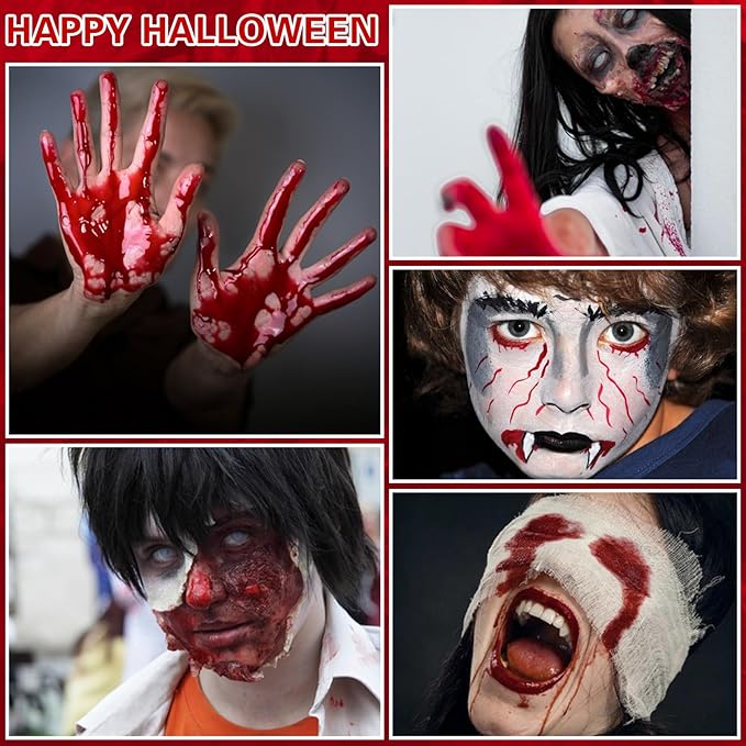Halloween Makeup Kit - Washable Fake Blood Spray, Gel, and Sponge - Special Effects Kit for Vampire Zombie SFX Cosplay