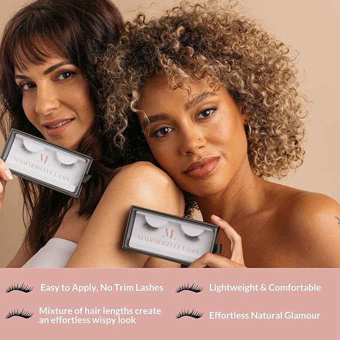 Natural False Lashes | Carina Half Eyelashes | Best False Lashes fo Beginners | Short Lashes Natural Look | Plant Based Fibers | Clear Band Lashes | No Trim Wispy Half Lashes | Small Lashes