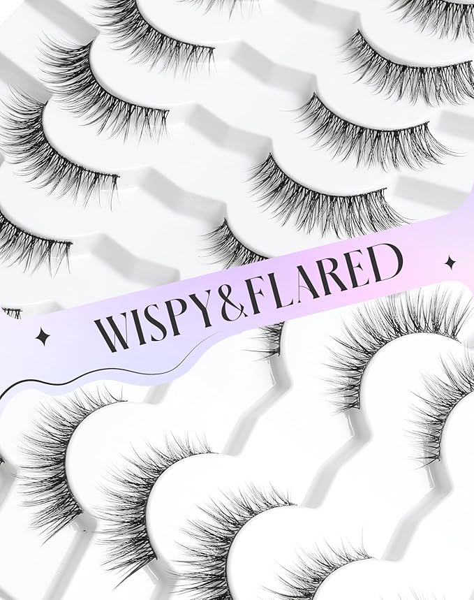 Natural Lashes Wispy Eye Lashes Pack Natural Eyelashes False Eyelashes Natural Look Fake Lashes for Small Eyes 13mm K36