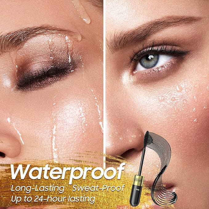 4D Silk Fiber Lash Tubing Mascara - Waterproof & Long-Lasting, Black 2-1 Defining and Lengthening Mascara for Dramatic Lashes, Smudge-Proof, Hypoallergenic (0.28 fl. oz)