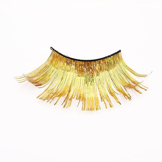 Halloween lashes Gold eyelashes glitter eyelashes golden cosplay eyelashes yellow False Eyelashes Extension for Women Girls P14