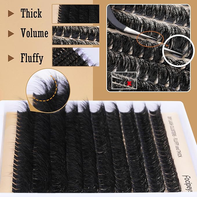 DIY Lash Clusters Full Volume Eyelash Extension 10-18MIX D Curly Individual Lash Clusters 90D Individual Lashes Extensions Clusters Lashes DIY Lash for Beginners by Focipeysa