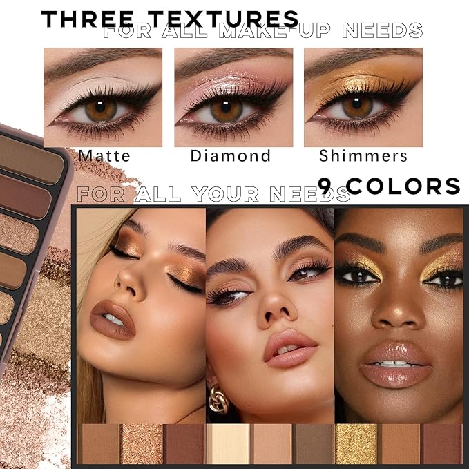 All in One Eye Makeup Kit -9 Colors Naked Eyeshadow with Brush, 2 in 1 Lower Lash & Eyebrow Pen, Mascara, Daily Eye Cosmetics Set for Beginner Everyday Eye Makeup Gift for Women Teens Girls