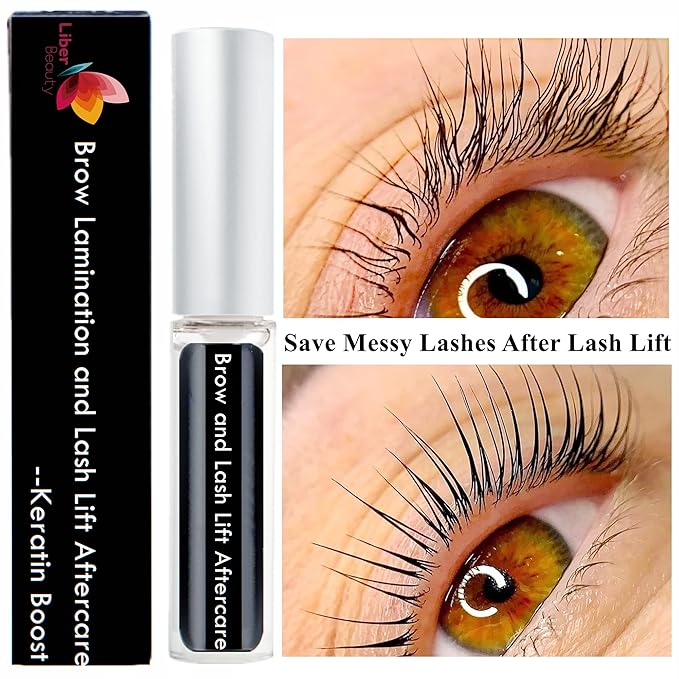NC Lash Lift Care, Brow Lamination Aftercare Eyelash Perm Nutrition, Treat Burning Eyebrow Save Messy Lash, 8 weeks Keratin Botox Care For and Perm/Lift(7ml) (Clear-lash&brow care)