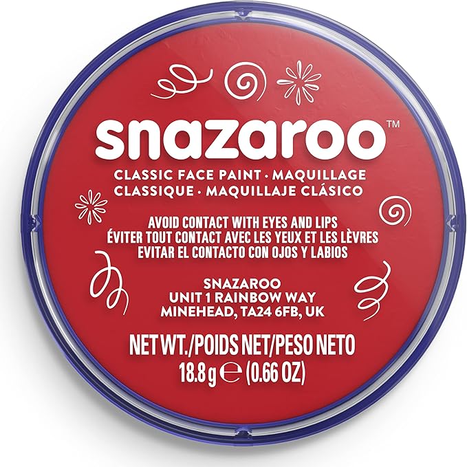 Snazaroo Classic Face and Body Paint, 18.8g (0.66-oz) Pot, Bright Red