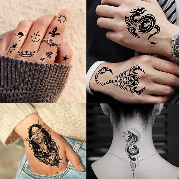 73 Sheets Black Wolf Lion Temporary Tattoos For Men Women, Halloween Half Arm Sleeve Tattoo Stickers Tiger Zeus Jesus Christ Dragon, Temp Gothic Waterproof Fake Tattoos For Adults Owl Skull Skeleton