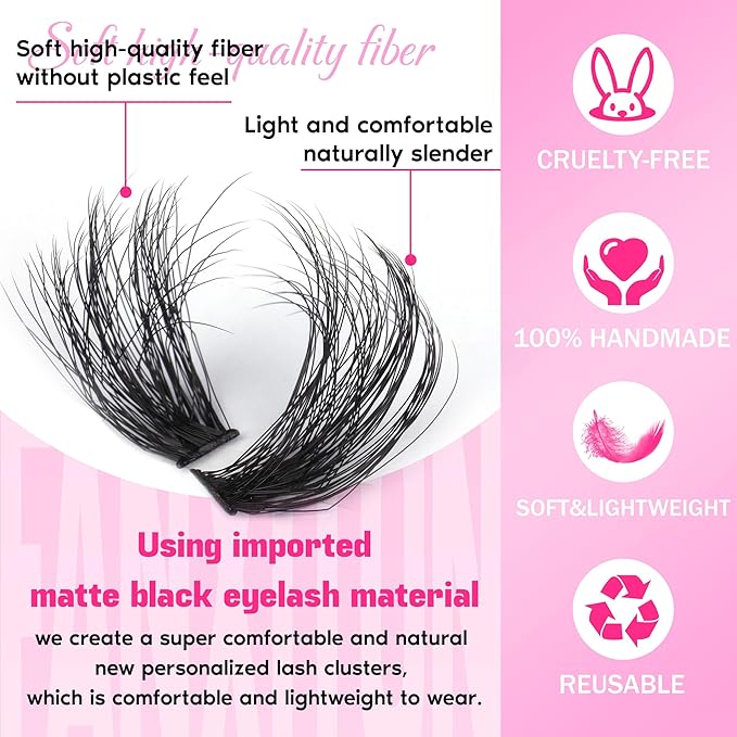 FANXITON Lash Clusters with Lash Bond and Seal Sweatproof, 10-18 mm D Volume Lash Extension Kit 280 pcs Individual Lashes Lash Clusters Kit and Tweezers Thick DIY Eyelash Extension Kit