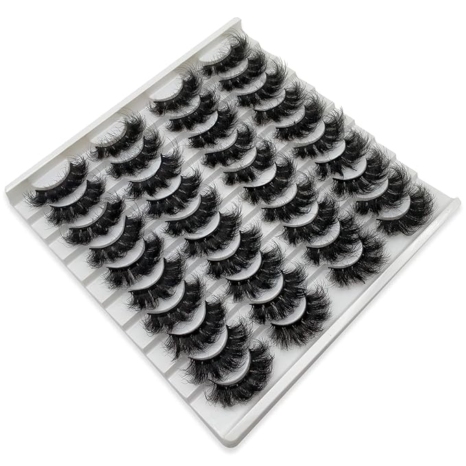 Fluffy Mink Lashes 20 Pairs Dramatic Thick 5D False Eyelashes 20mm Wispy Fake Eyelashes Pack, by Kmilro (LD05)