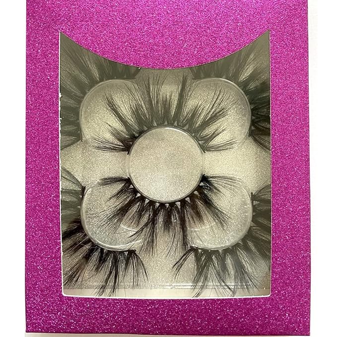 Sunniess False Eyelashes 8D Faux Mink Lashes 100% Handmade Reusable Natural Look Fake Eye lashes Cat-Eye Fluffy Wispy Lashes Dramatic Long Thick Volume Soft Lashes Packs