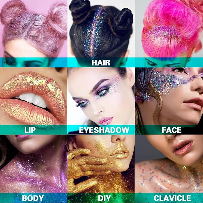 MEICOLY Orange Body Glitter,Sparkling Face Glitter Gel,Mermaid Sequins Face Paint Glitter Autumn Makeup,Eye Hair Chunky Festival Rave Accessories Makeup,Party Body Glitter Gel for Women Kids,50ml