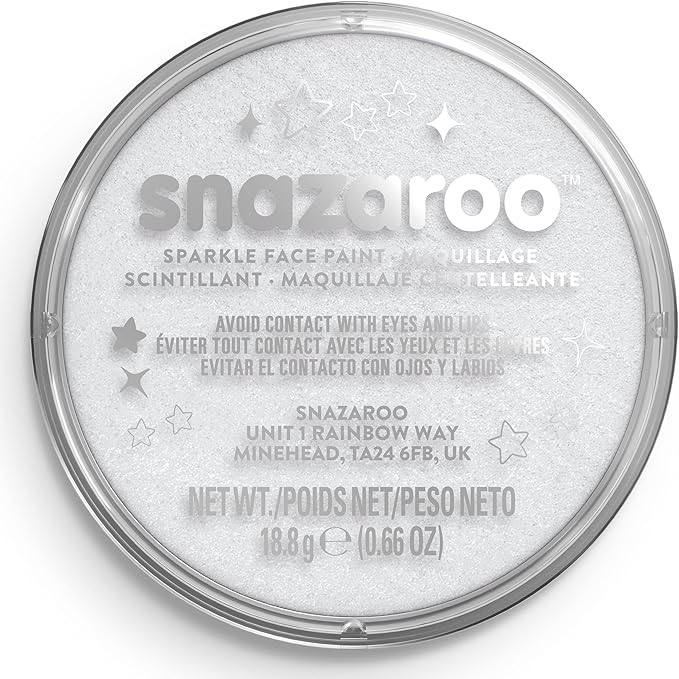 Snazaroo Sparkle Face and Body Paint, 18.8g (0.66-oz) Pot, Sparkle White