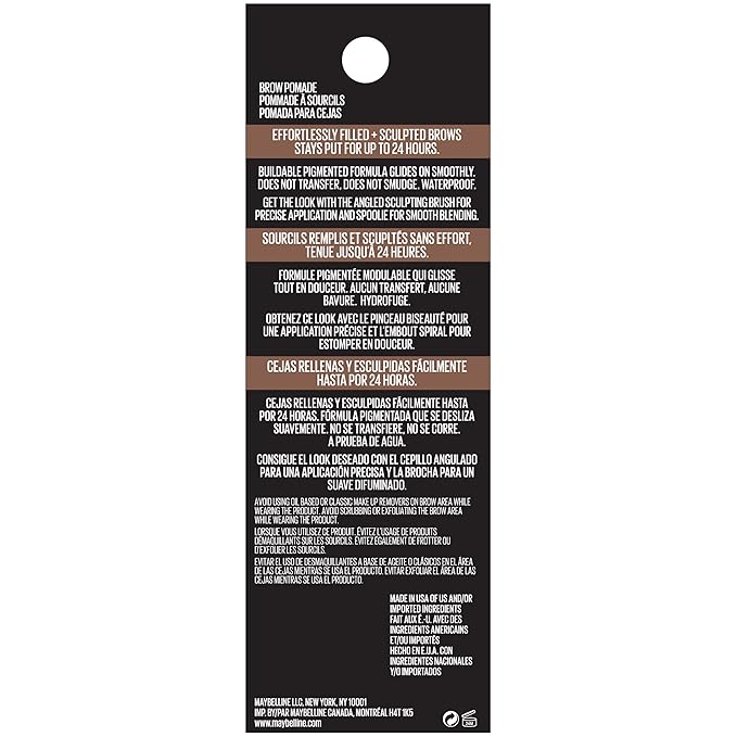 Maybelline New York Tattoostudio Brow Pomade Long Lasting, Buildable, Eyebrow Makeup, Auburn, 0.106 Ounce